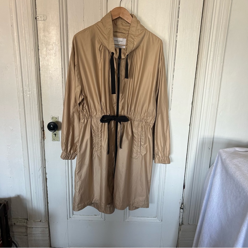 Gerry Weber Tan and Black Trench Coat with Shawl Collar
